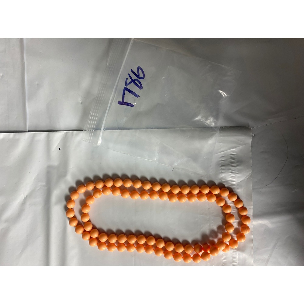 Orange Beaded Necklace Double Strand Princess Length